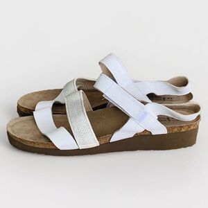 Naot Women’s Krista Wedge Sandal Size 43 US 12 White Studded Strap Sparkle Bling